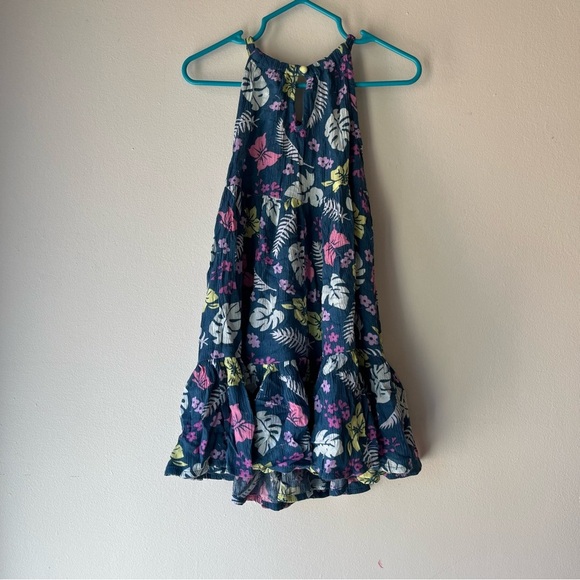 🌼 5/$25 George Girls Tropical Floral Sundress Navy Size 4 Sleeveless Rayon - Picture 5 of 6